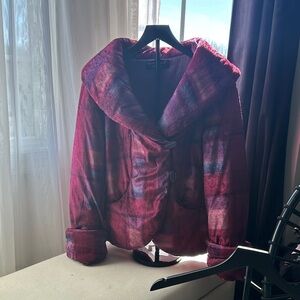 Cozy Women's Maroon Plush Hooded Jacket